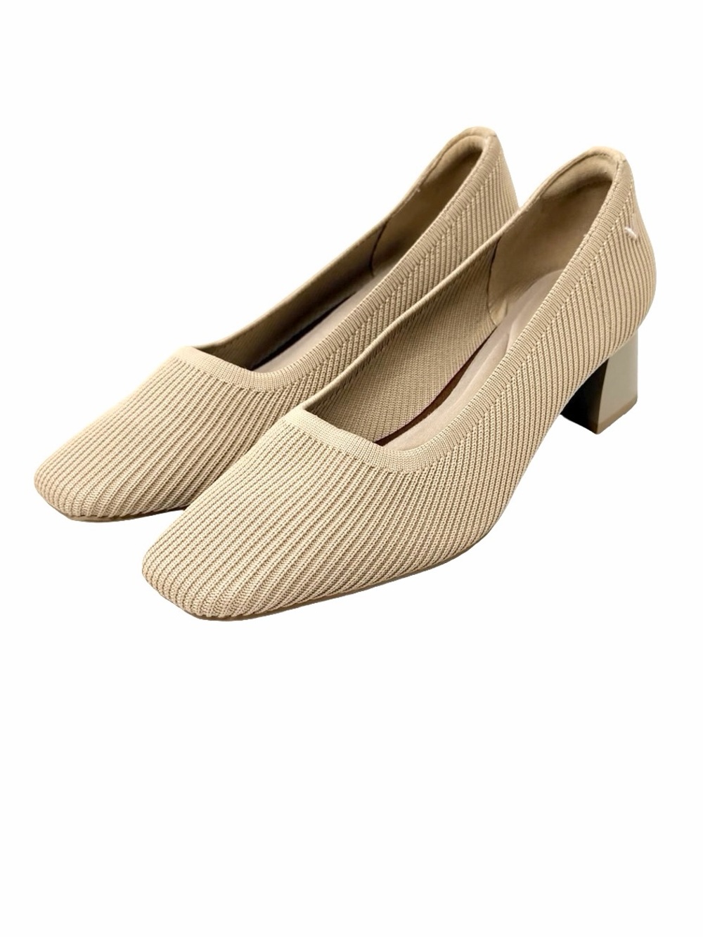Vivaia Square Toe Margot Monroe Chunky Heels Size EU 38.5 Almond Neutral Comfort